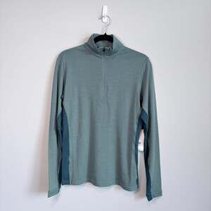 Ibex Woolies 250 1/4 Zip Merino Wool Base Layer Teal Green Women's Size Medium